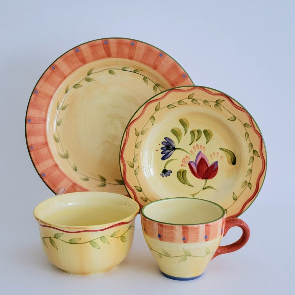 Pfaltzgraff Napoli Stoneware Dinner Plate Set of 2, Yellow & Orange Discontinued - Picture 8 of 8
